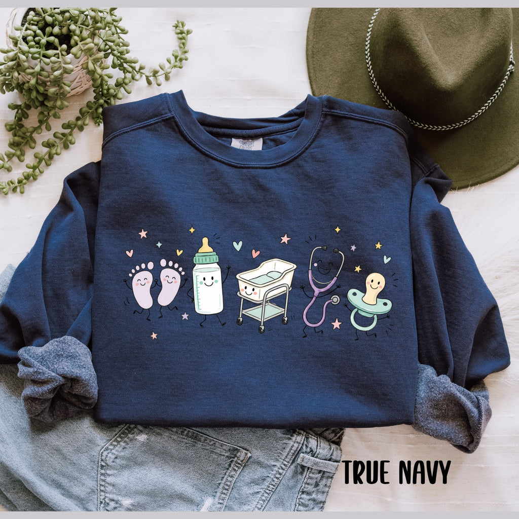 Cute Doodle Labor & Delivery Nurse Sweatshirt | Comfort Colors 1566