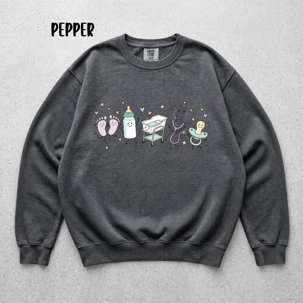 Cute Doodle Labor & Delivery Nurse Sweatshirt | Comfort Colors 1566