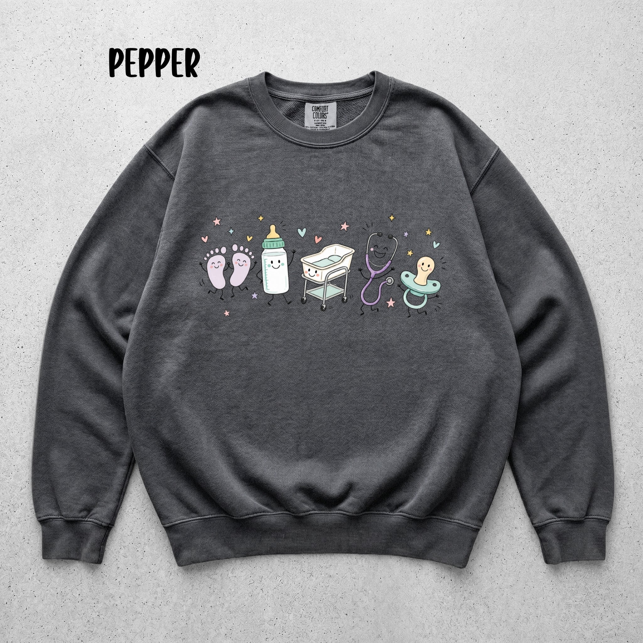 Cute Doodle Labor & Delivery Nurse Sweatshirt | Comfort Colors 1566