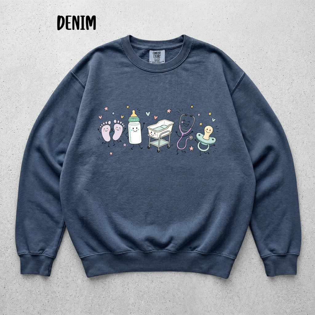 Cute Doodle Labor & Delivery Nurse Sweatshirt | Comfort Colors 1566