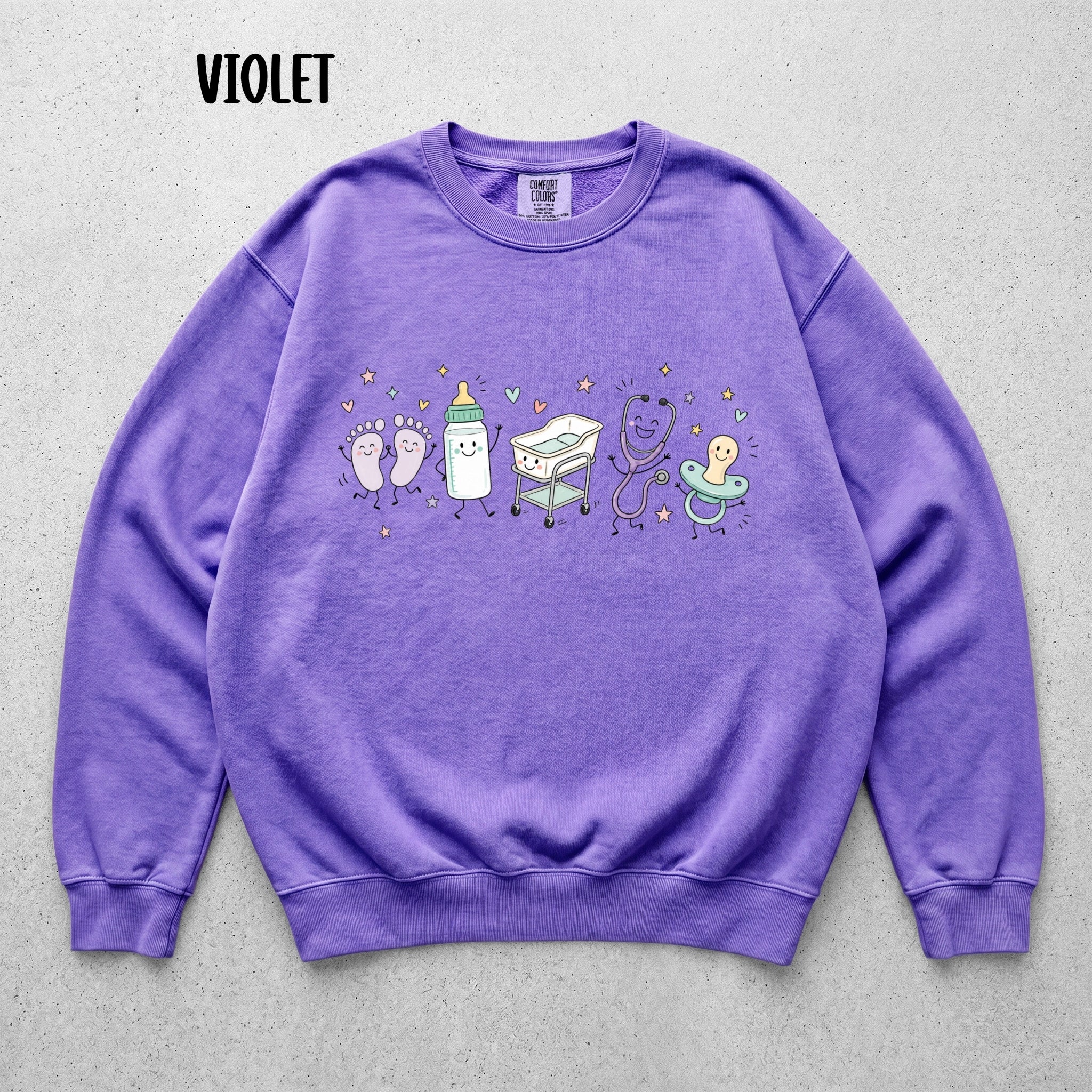 Cute Doodle Labor & Delivery Nurse Sweatshirt | Comfort Colors 1566