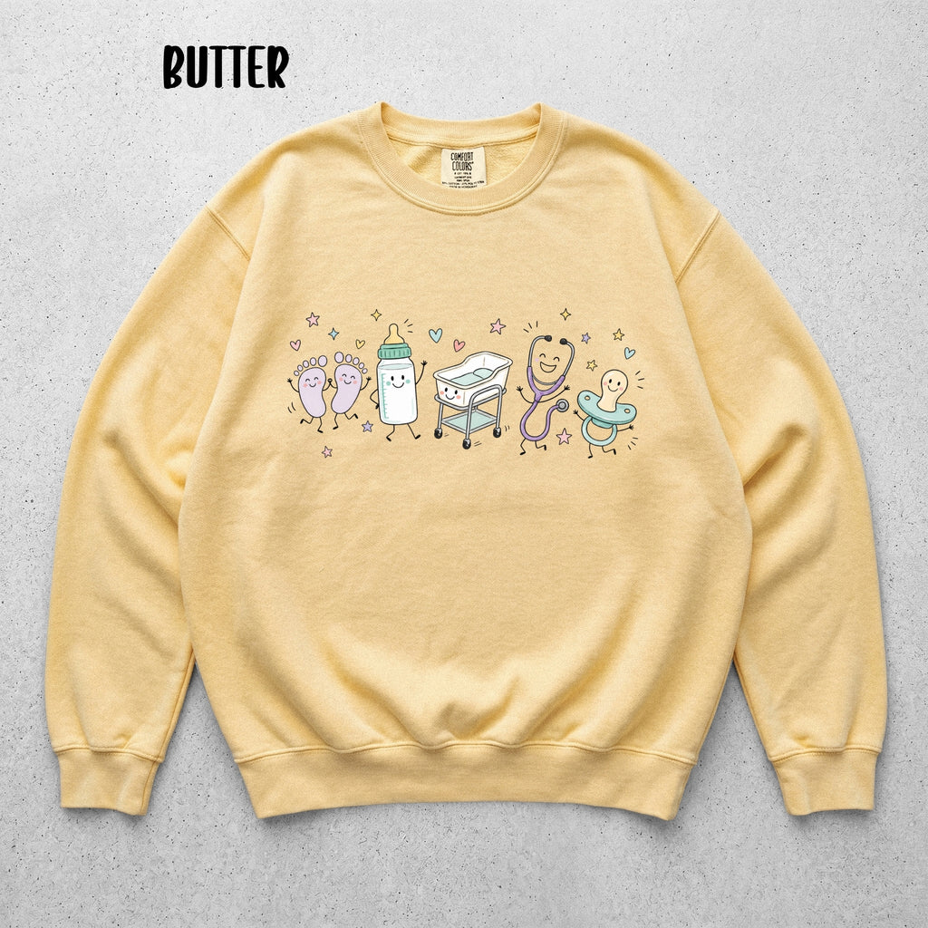 Cute Doodle Labor & Delivery Nurse Sweatshirt | Comfort Colors 1566