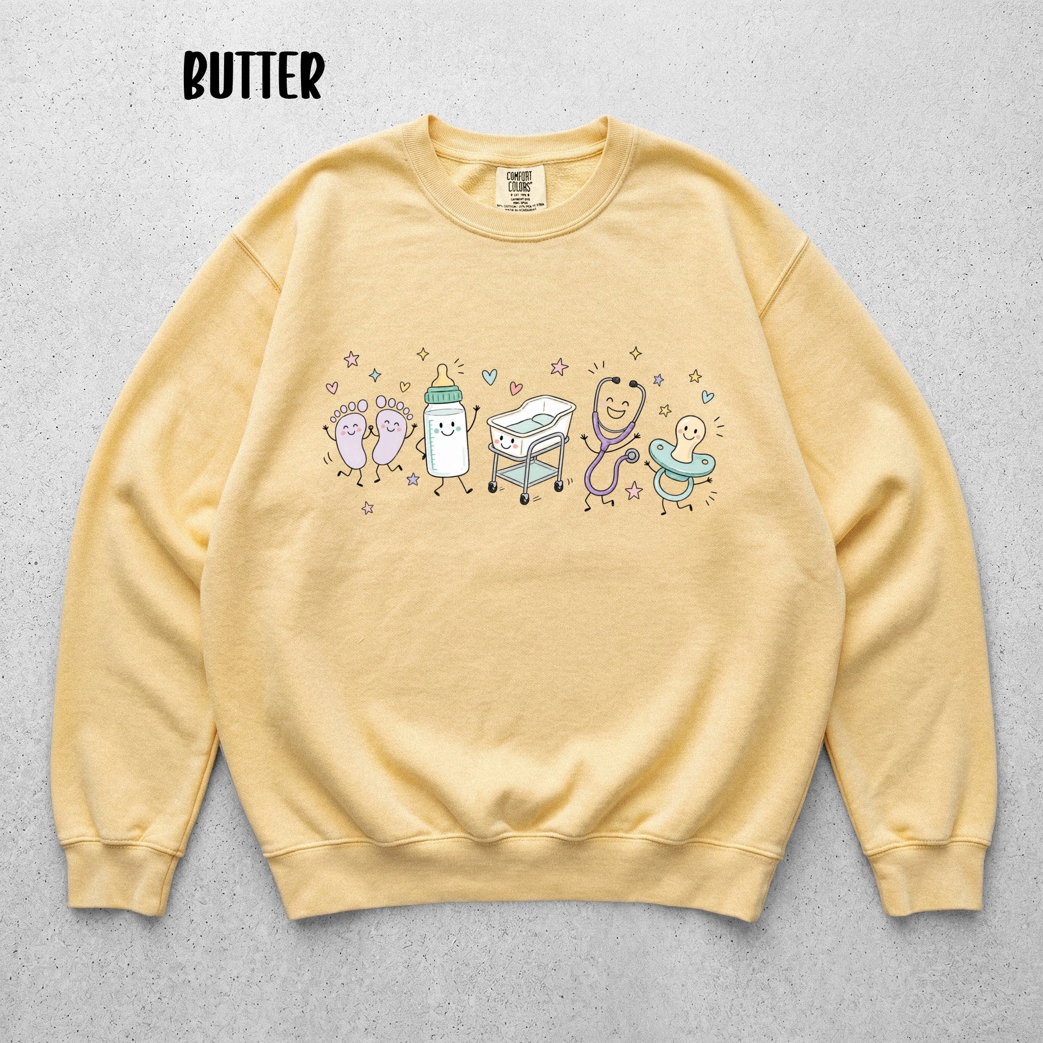 Cute Doodle Labor & Delivery Nurse Sweatshirt | Comfort Colors 1566