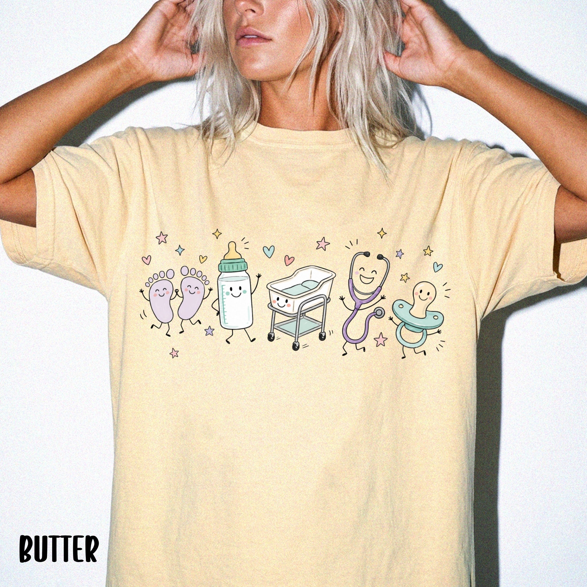Cute Doodle Labor & Delivery Nurse Shirt | Comfort Colors Graphic Tee