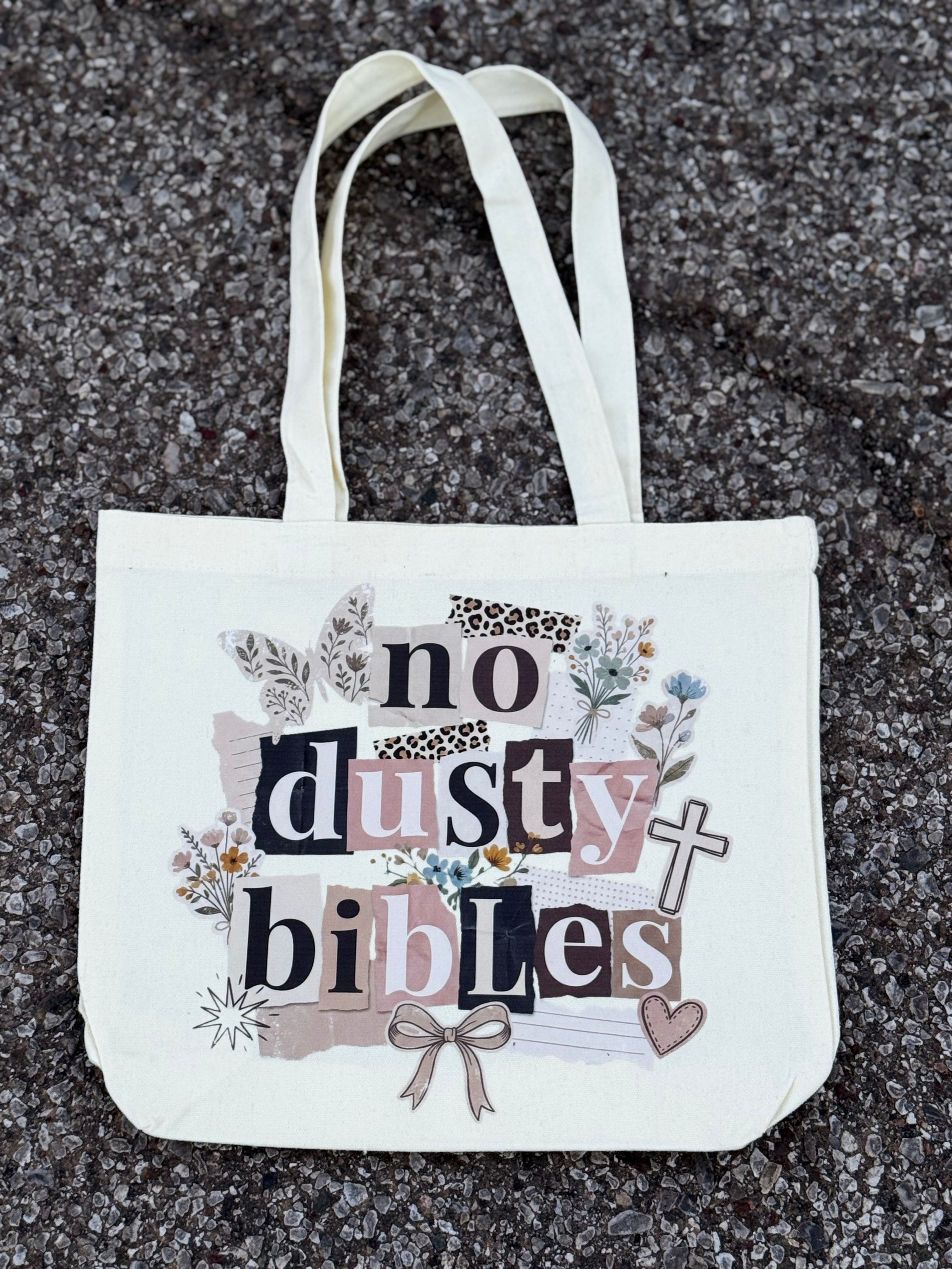 NO DUSTY BIBLES MINI CANVAS TOTE