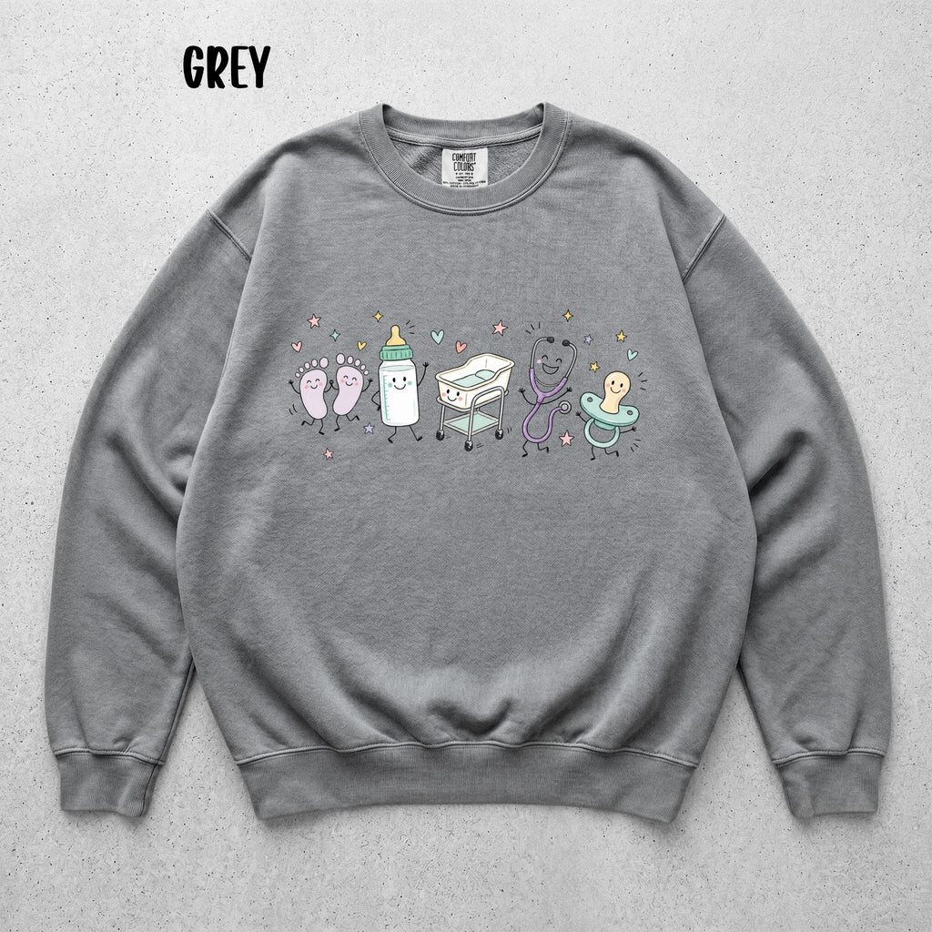 Cute Doodle Labor & Delivery Nurse Sweatshirt | Comfort Colors 1566