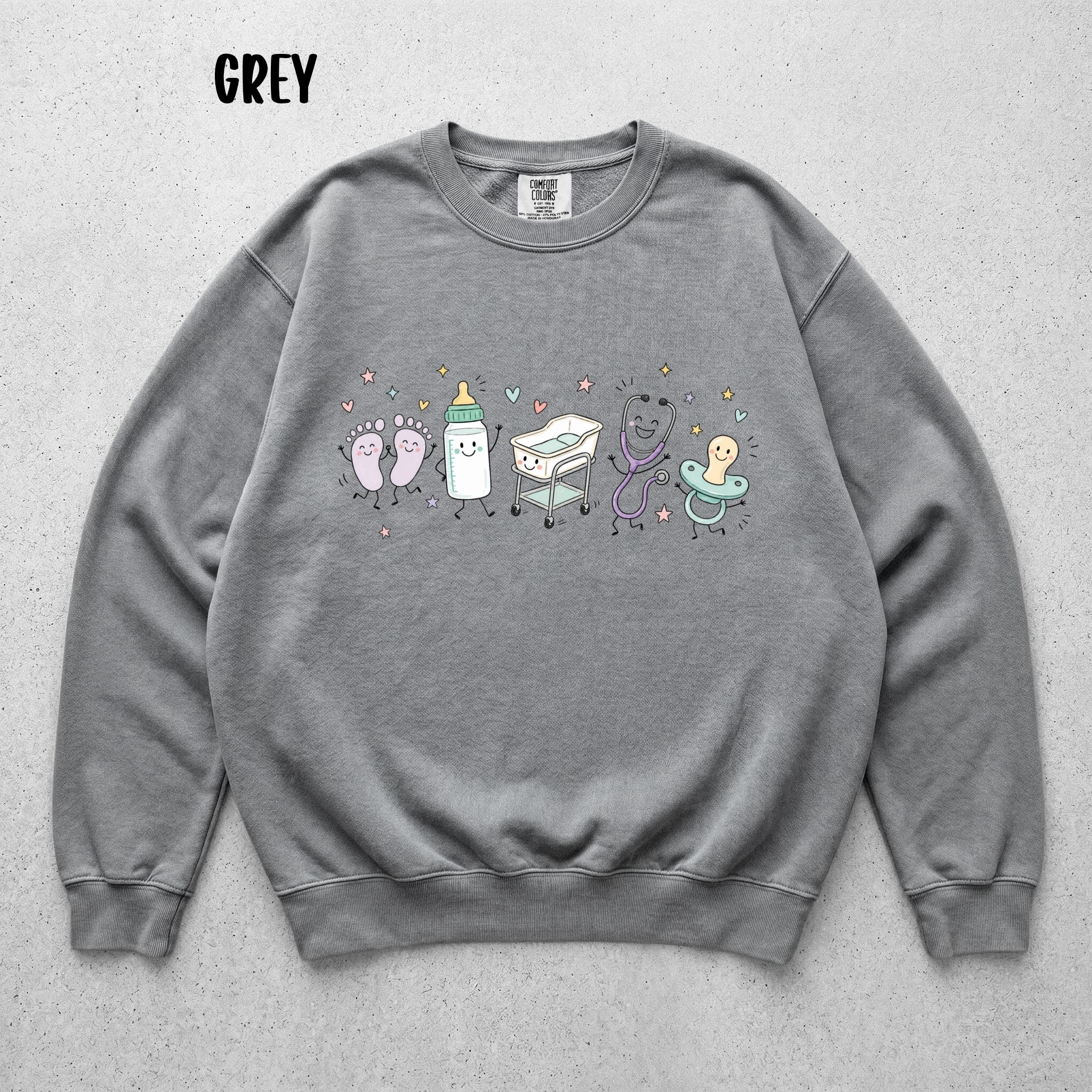 Cute Doodle Labor & Delivery Nurse Sweatshirt | Comfort Colors 1566