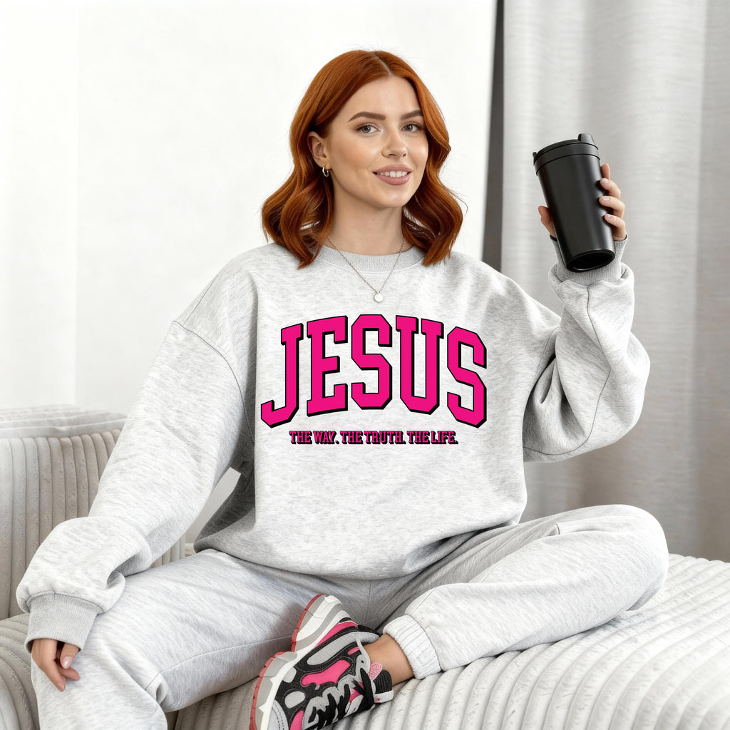 Jesus The Way The Truth The Life Sweatshirt | Christian Crewneck | Faith Based Apparel | Bible Verse Pullover | Gospel Gift | Unisex | Jesus