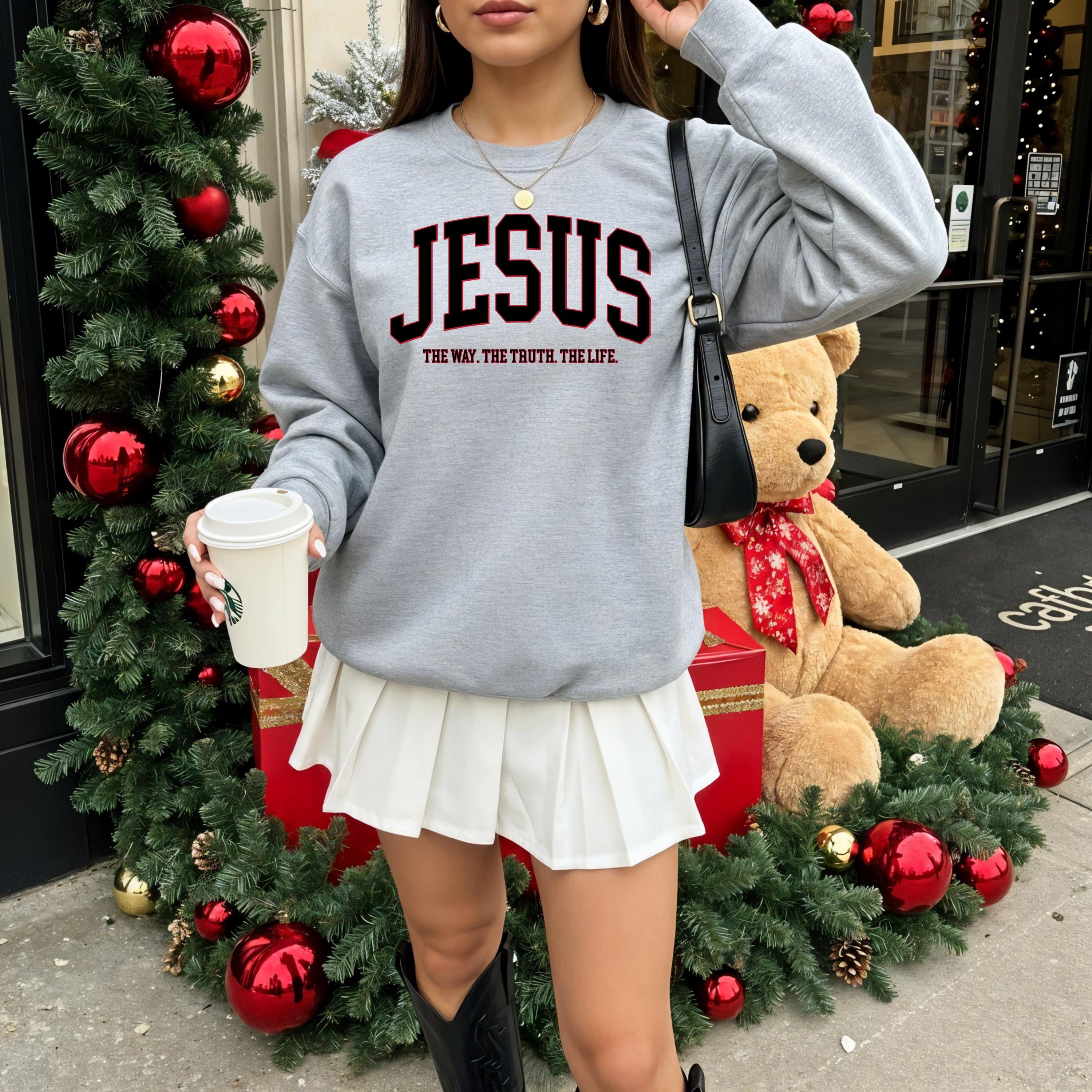 Jesus The Way The Truth The Life Sweatshirt | Christian Crewneck | Faith Based Apparel | Bible Verse Pullover | Gospel Gift | Unisex | Jesus