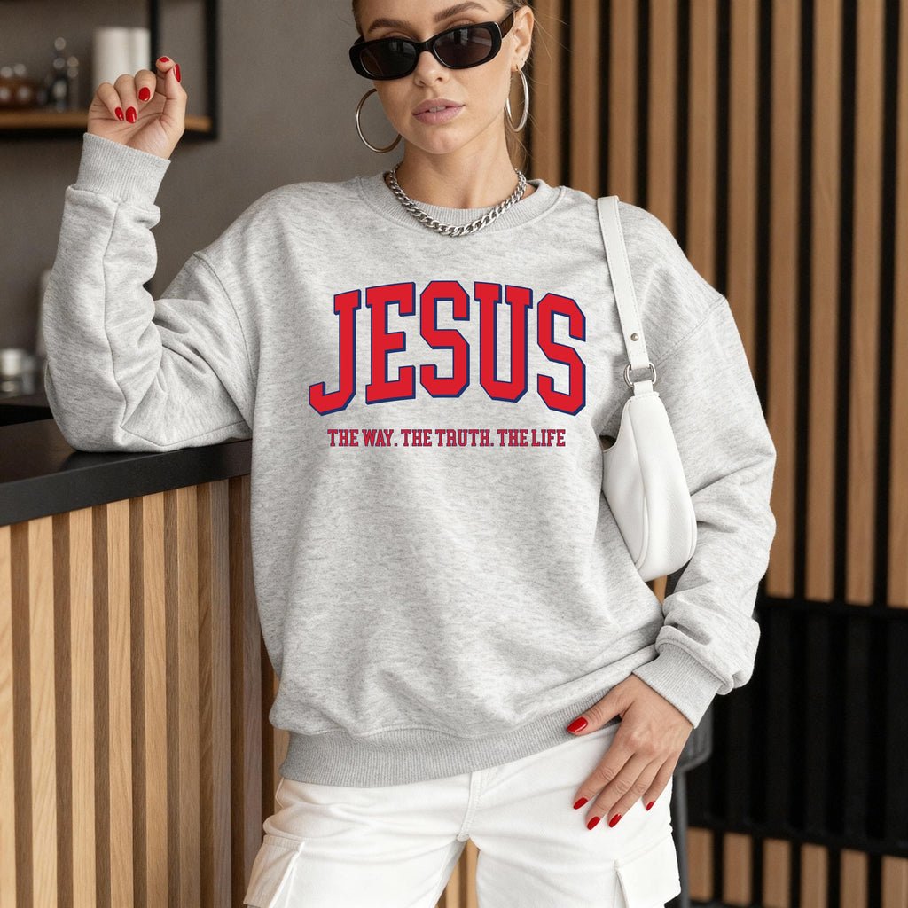 Jesus The Way The Truth The Life Sweatshirt | Christian Crewneck | Faith Based Apparel | Bible Verse Pullover | Gospel Gift | Unisex | Jesus