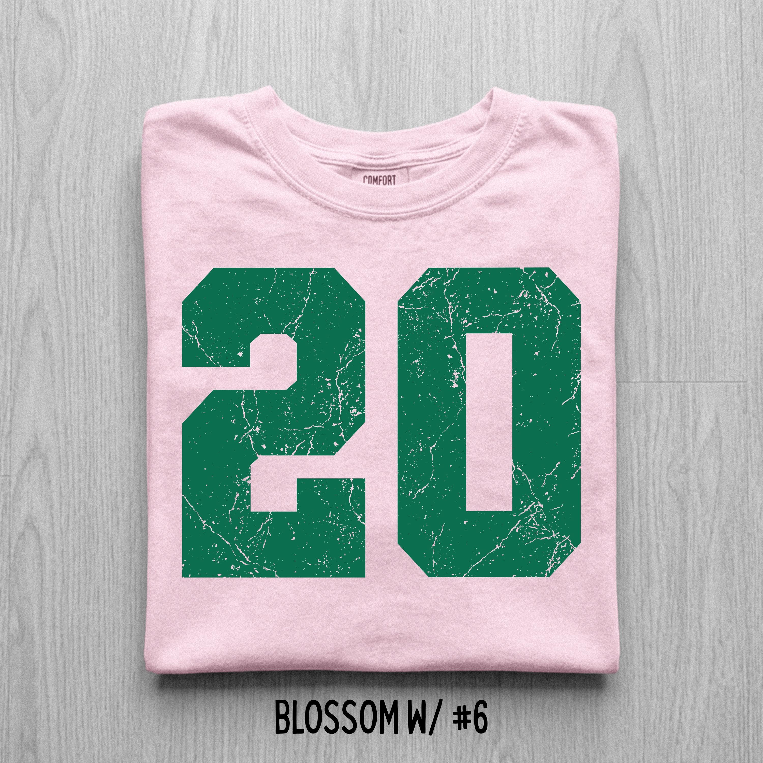 Comfort Colors Distressed Football Number T-Shirt, Custom Game Day Tee