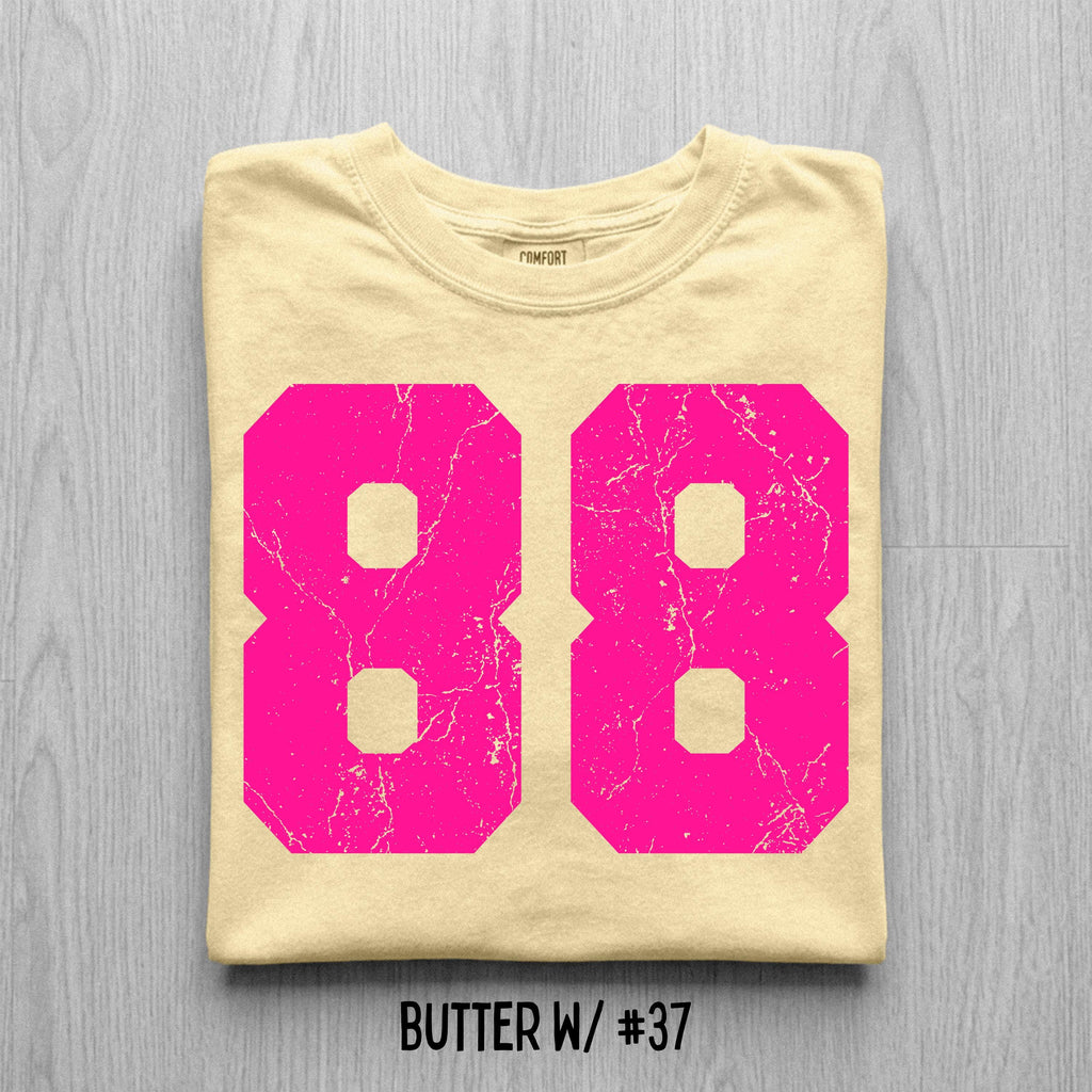 Comfort Colors Distressed Football Number T-Shirt, Custom Game Day Tee