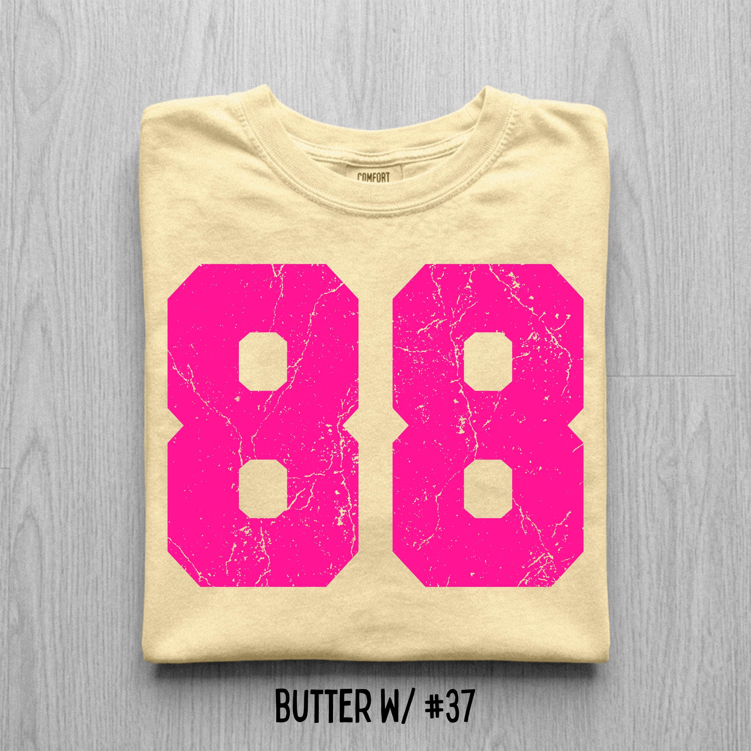 Comfort Colors Distressed Football Number T-Shirt, Custom Game Day Tee
