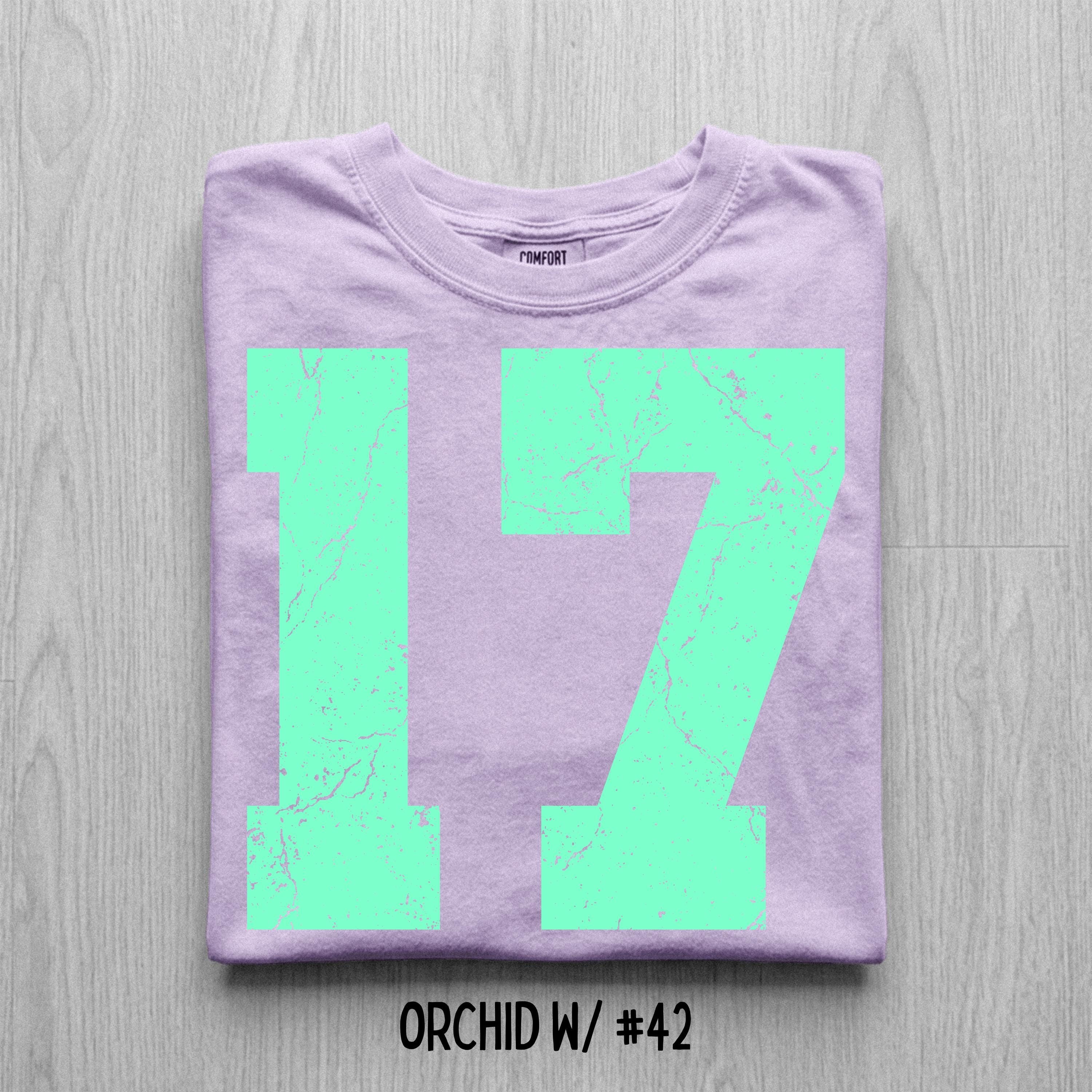 Comfort Colors Distressed Football Number T-Shirt, Custom Game Day Tee