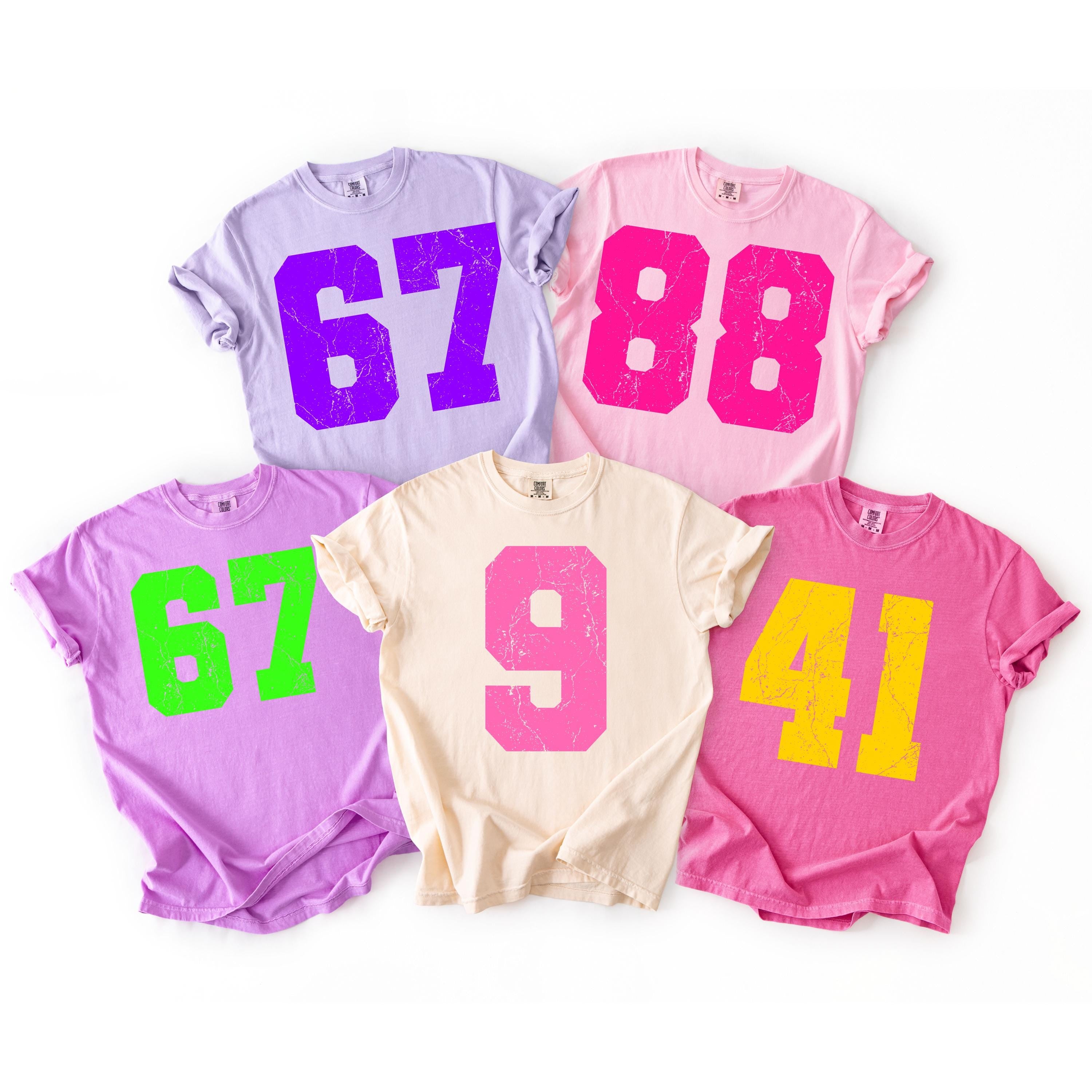 Comfort Colors Distressed Football Number T-Shirt, Custom Game Day Tee