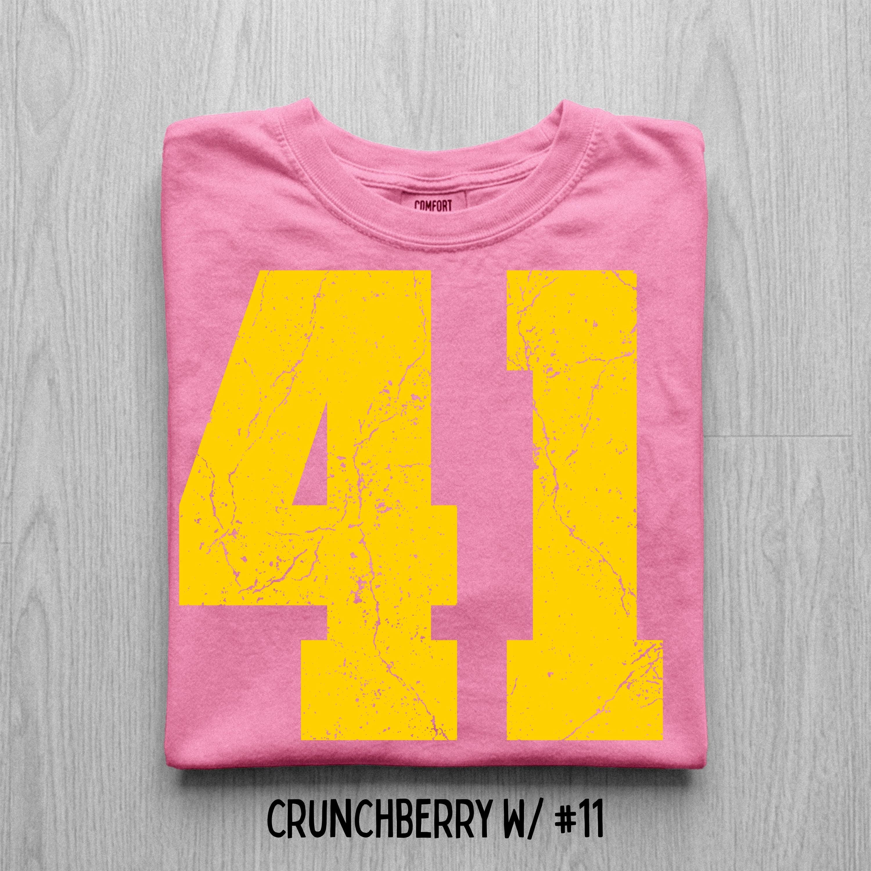Comfort Colors Distressed Football Number T-Shirt, Custom Game Day Tee