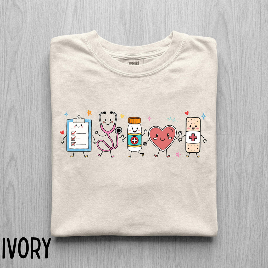 Nurse Doodle Comfort Colors T-Shirt, Healthcare Worker Gift, RN Shirt