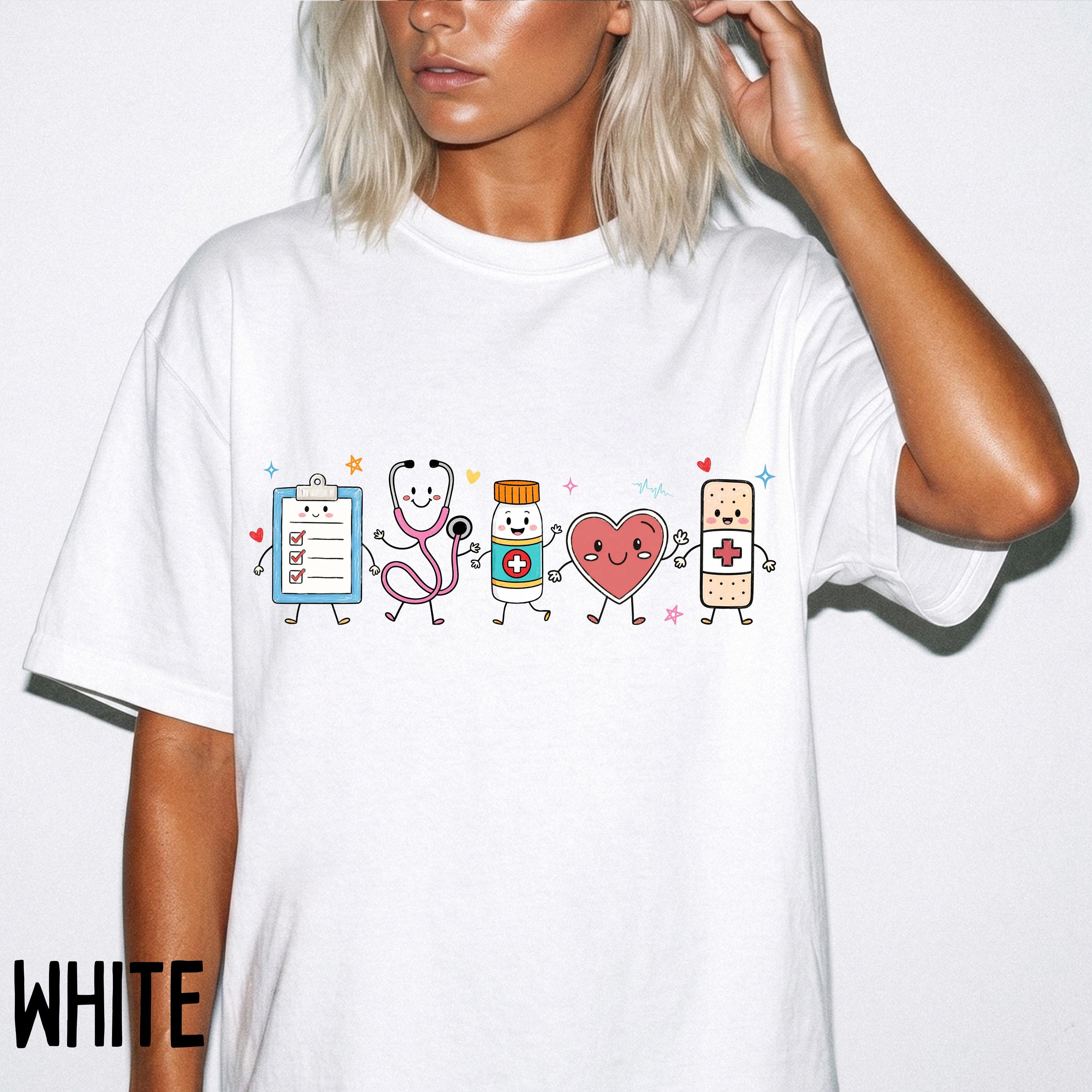 Comfort Colors Nurse Doodle Shirt Back To School Gift, Nurse Life School Nurse Shirt, Healthcare Worker Gift Funny RN Nurse T-Shirt