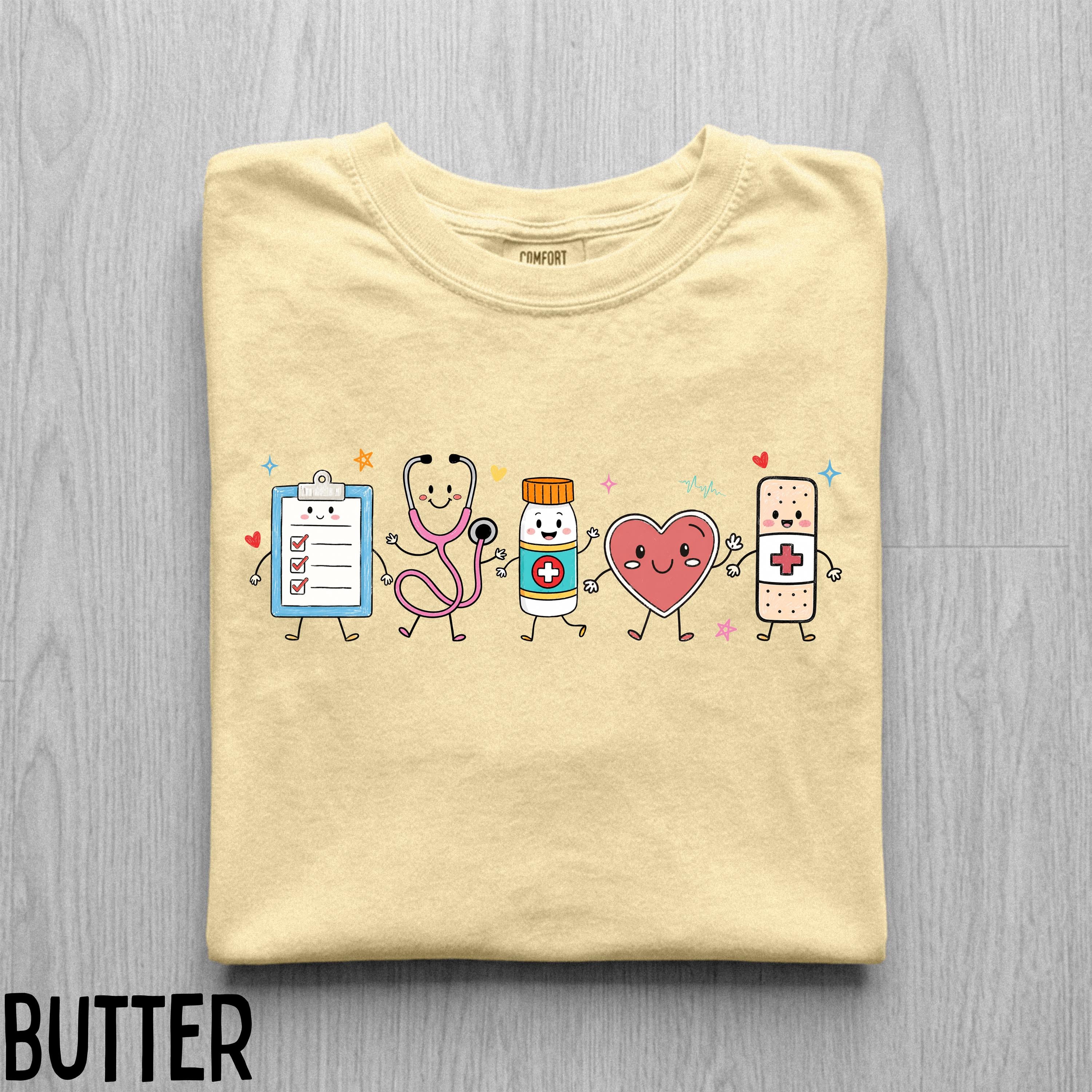 Nurse Doodle Comfort Colors T-Shirt, Healthcare Worker Gift, RN Shirt