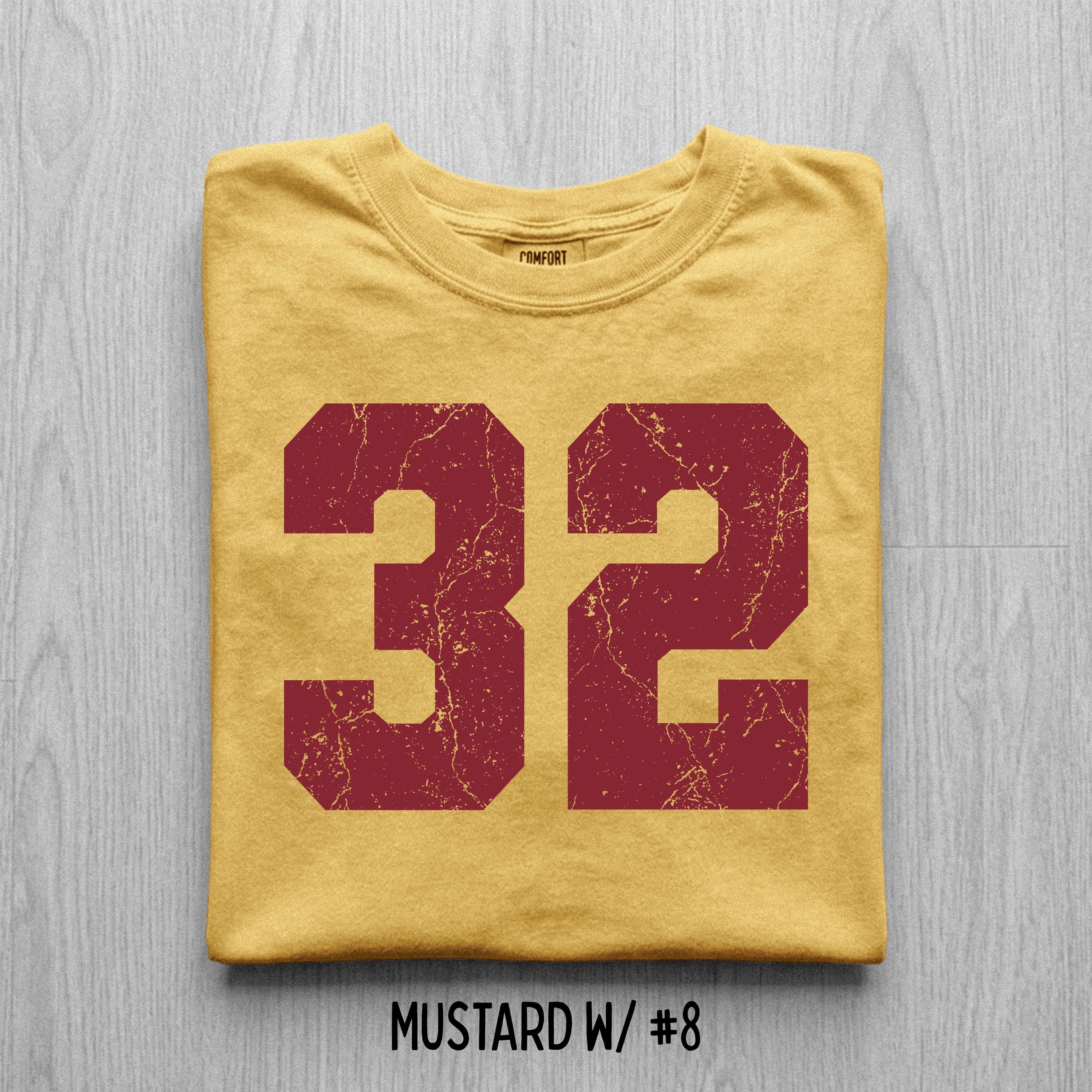 Comfort Colors Distressed Football Number T-Shirt, Custom Game Day Tee