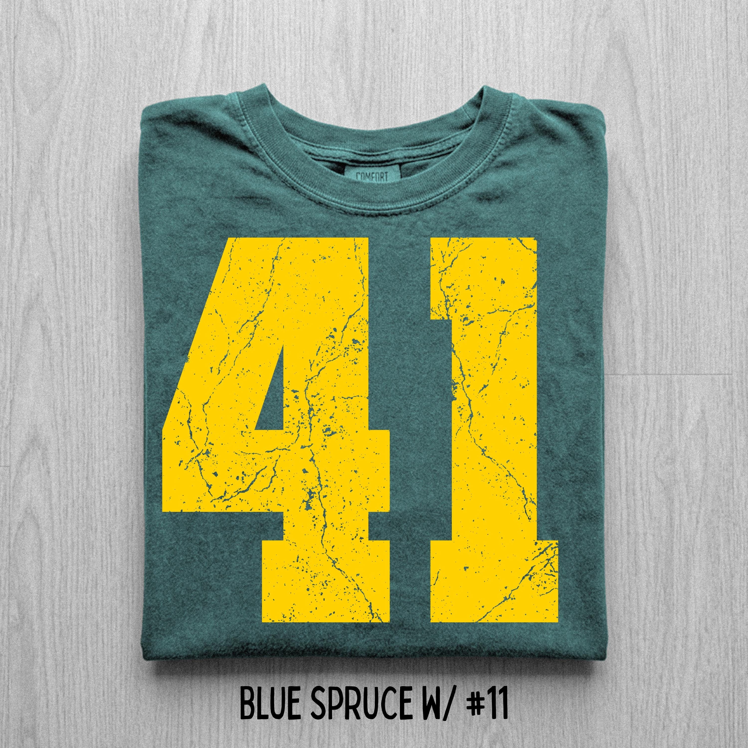 Comfort Colors Distressed Football Number T-Shirt, Custom Game Day Tee