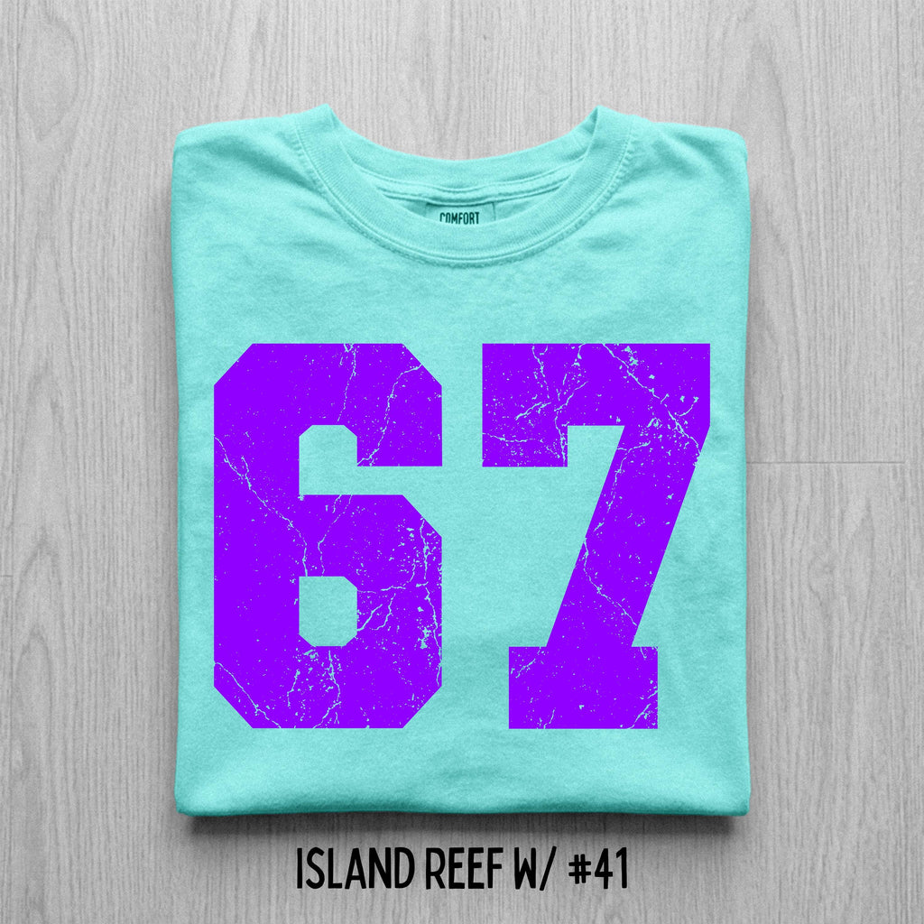 Comfort Colors Distressed Football Number T-Shirt, Custom Game Day Tee