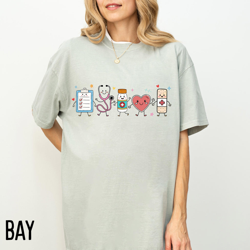 Nurse Doodle Comfort Colors T-Shirt, Healthcare Worker Gift, RN Shirt